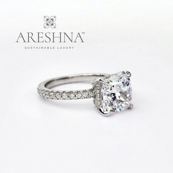 5 Carat Cushion Cut Lab Created Diamond Engagement Ring Promise Wedding … - Picture 4 of 13